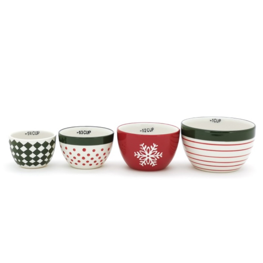 Holiday Time 4pc Stoneware Ceramic Measuring Cup Set